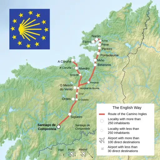 Mapa del camino inglés